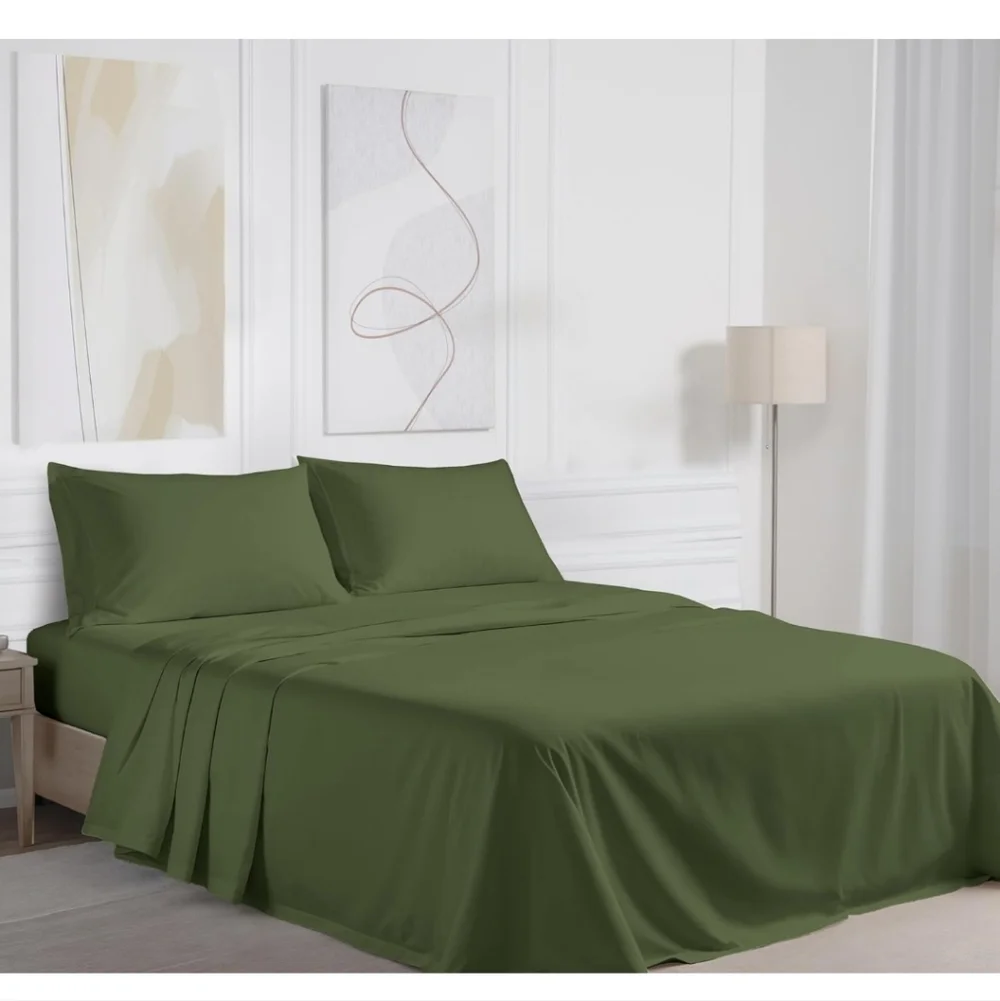 RUVANTI 100% Cotton Sheets – California King Percale Bedding, Cooling Breathable